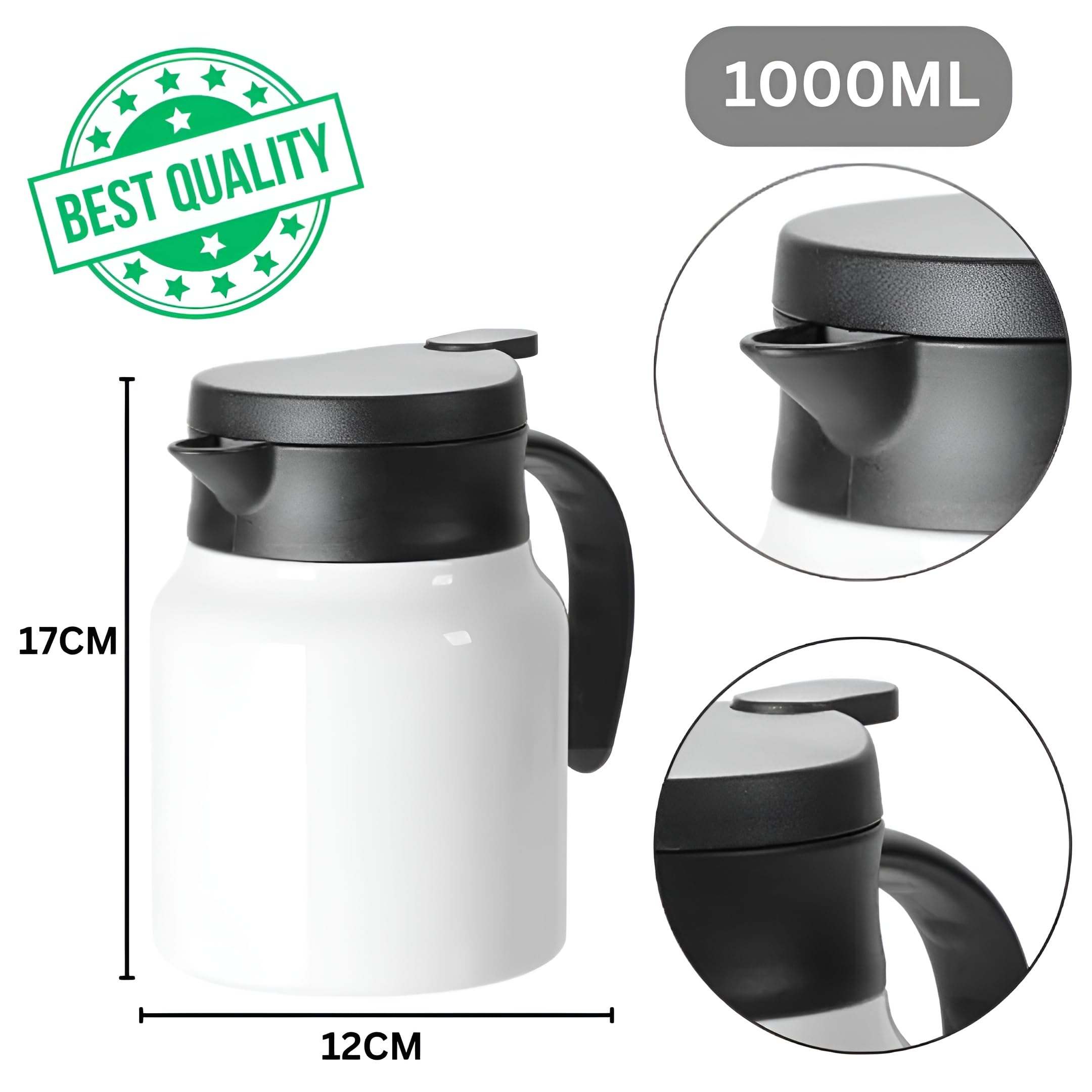 Vendly Teapot With Steel Infuser 1000Ml | Insulated Thermosteel Carafe With Handle | Bpa-Free, Keeps Drinks Hot & Cold For Home